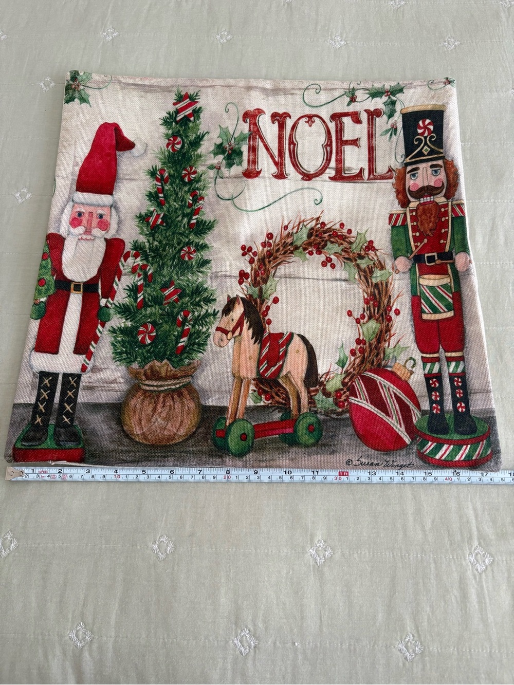 Holiday Noel Decorative Throw Pillow Cover - Red & Green